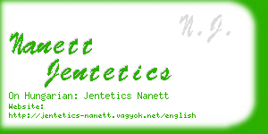 nanett jentetics business card